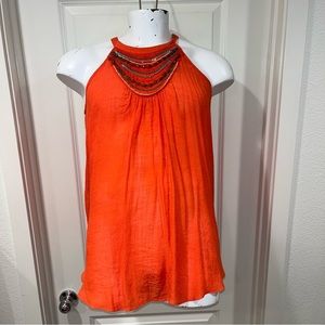 Iz Byer Top women’s Size XL Orange Sleeveless W/sequin no tag